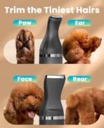 oneisall Dog Clippers with Double Blades,Cordless Small Pet Hair Grooming Trimmer,Low Noise for Trimming Dog's Hair Around Paws, Eyes, Ears, Face, Rump (Black) - Image 3