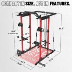 Mikolo Power Cage, Power Rack with Cable Crossover System, 1500LBS Squat Rack with LAT Pull Down System, Workout Cage with Pulley System for Fitness Home Gym - Image 4