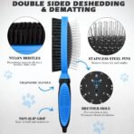 2PCS Pet Grooming Tools - Double-Sided Brush for Shedding and Bathing, Suitable for Short/Long Haired Dogs Cats and Horses, Deshedding Dog Brush, Mane & Tail Combs for Horses - Pet Supplies (Blue) - Image 8