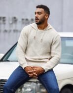 Zaitun Mens Hooded Sweatshirt Long Sleeve Solid Knitted Hoodie Pullover Sweater - Image 4