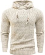Zaitun Mens Hooded Sweatshirt Long Sleeve Solid Knitted Hoodie Pullover Sweater - Image 5