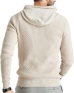 Zaitun Mens Hooded Sweatshirt Long Sleeve Solid Knitted Hoodie Pullover Sweater - Image 6