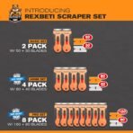 REXBETI Razor Blade Scraper Tool, 2 Pack Razor Scraper Set with Extra 80Pcs Razor Blades -30Pcs Metal and 50Pcs Plastic Blades, Cleaning Scraper Tool, Cooktop, Paint, Glass Scraper - Image 3