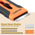 REXBETI Razor Blade Scraper Tool, 2 Pack Razor Scraper Set with Extra 80Pcs Razor Blades -30Pcs Metal and 50Pcs Plastic Blades, Cleaning Scraper Tool, Cooktop, Paint, Glass Scraper - Image 8