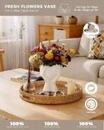 A Heart Held in Two Hands White Vases for Flowers - Cute Modern Small Ceramic Flower Vase for Pampas Grass - Decorative Table Vase for Coffee or Dining Table Centerpiece, Shelf - Gift for Mom (White) - Image 3