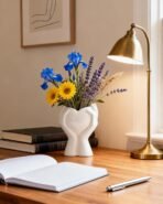 A Heart Held in Two Hands White Vases for Flowers - Cute Modern Small Ceramic Flower Vase for Pampas Grass - Decorative Table Vase for Coffee or Dining Table Centerpiece, Shelf - Gift for Mom (White) - Image 8