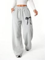 Verdusa Girl's Bowknot Baggy Sweatpants Lightweight Straight Leg Athletic Pants with Pockets - Image 5