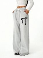 Verdusa Girl's Bowknot Baggy Sweatpants Lightweight Straight Leg Athletic Pants with Pockets - Image 6