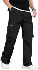PLEPAN Men's Casual Cargo Pants Drawstring Hiking Workout Tactical Joggers Sweatpants for Men with Pockets - Image 8