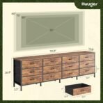 Huuger 70 Inch Dresser for Bedroom, TV Stand for 65, 75, 80 Inch TV, 12 Fabric Drawer Long Dresser, Large Entertainment Center for Bedroom, Wide Chest of Drawer with Storage, Rustic Brown - Image 4