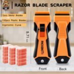 REXBETI Razor Blade Scraper Tool, 1 Pack Razor Scraper with Extra 157Pcs Razor Blades -7Pcs Metal and 150Pcs Plastic Blades, Cleaning Scraper Tool, Cooktop, Paint, Glass Scraper - Image 3
