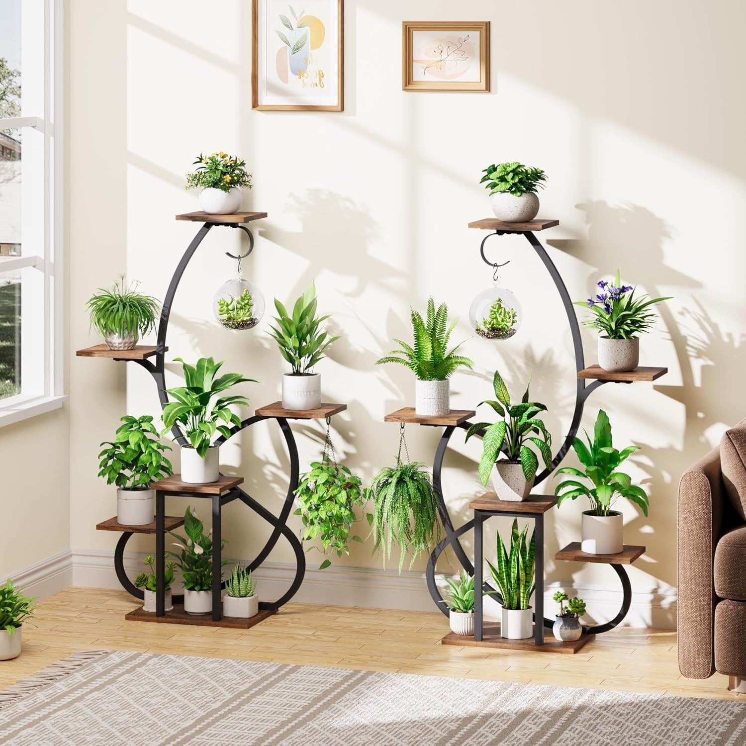 Plant Stand Indoor with Grow Lights, 6 Tiered Corner Plant Shelf , 47'' Plant Stands for Multiple Plants, Metal Curve Shaped Plant Holder Display Rack , Flower Stands for Living Room Patio Home Decor - Image 5