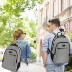 MATEIN Travel Laptop Backpack, Business Anti Theft Slim Sturdy Laptops Backpack Personal Item Bag, Water Resistant College School Computer Bag Gift for Men & Women Fits 15.6 Inch Notebook, Grey - Image 3
