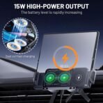High Intelligent 2 in 1 Auto Rotating Car Charger Cell Phone/Pad Holder, One-Touch Rotatable Car Vent Mount for Smartphone/Pad/Foldable Phone (Black) - Image 4