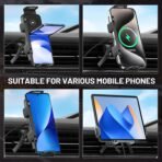 High Intelligent 2 in 1 Auto Rotating Car Charger Cell Phone/Pad Holder, One-Touch Rotatable Car Vent Mount for Smartphone/Pad/Foldable Phone (Black) - Image 6