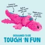 goDog Gators Squeaky Plush Dog Toy with Chew Guard Technology, Durable Fabric & Squeaker for Active Play, Pink, Large - Image 3