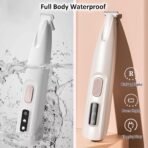 Electric Paw Trimmer for Dogs & Cats - Quiet Rechargeable Clipper with LED Light, 2 Wide Blades, Waterproof for Paws, Ears, Face, Rump - Multifunctional Pet Grooming Tool - Image 5