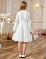 Arshiner Girls Long Sleeve Dress Tween Fall Formal Party Holiday Midi Tiered Flowy Swing Dresses with Belt 5-13 Y - Image 7