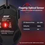 acer Wired Gaming Mouse, 12,800 DPI RGB Ergonomic Computer Mouse with Optical Sensor, 8 Programmable Buttons, 12 Backlit Modes, Software for DIY Keybinds, Rapid Fire, USB Gaming Mice for Laptop, PC - Image 4