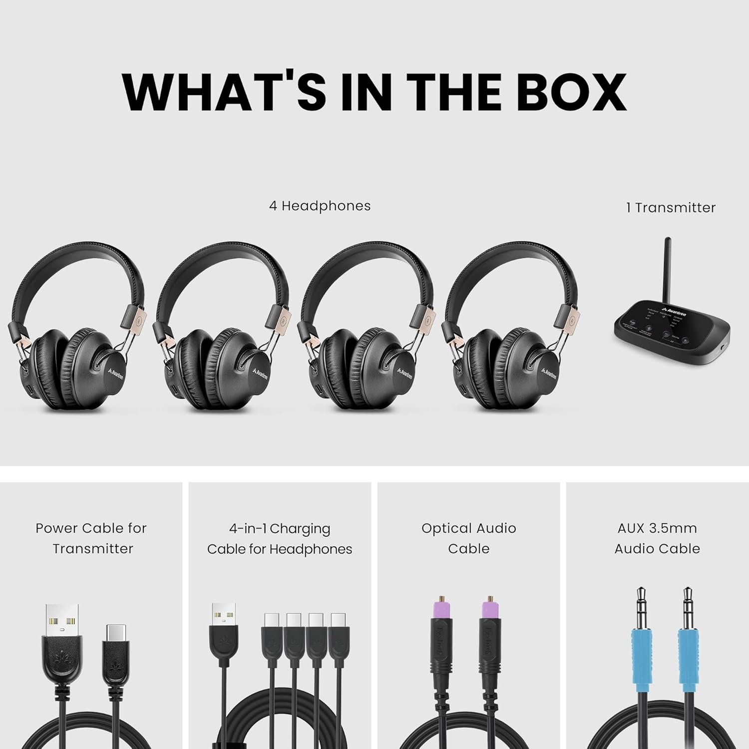 Avantree Quartet 2 - Wireless Group Listening Headphones & Transmitter for TV, Church, Classroom, Silent Discos, Plug & Play, 2.4GHz Expandable Multi-Headphone System with Low Latency & Clear Voice - Image 7