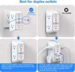 JcBlaon Outlet Extender Surge Protector - 6 Outlet Splitter with 4 USB Ports (2 USB C), Multiple Plug Expander Wall Charger, 3 Sided Multi Plug Wall Adapter Power Strip for Home Office Kitchen Travel - Image 5