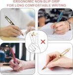 Linbsunne Ballpoint Pens Black Medium Point 1mm Pen with Super Soft Grip Ball Point Pen for Men Women Retractable Pens (gold-12 pcs) - Image 4