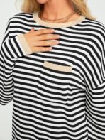 LILLUSORY Womens Striped Soft Knit Pullover Sweater Loose Fit Shirts with Chest Pocket - Image 6