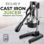Zulay Kitchen Cast Iron Juicer - Easy-to-Clean Heavy-Duty Manual Juicer, Professional Citrus Juicer - Stainless Steel Lemon Squeezer - Manual Citrus Press & Orange Squeezer - Orange Juicer (Black) - Image 3