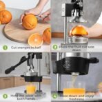 Zulay Kitchen Cast Iron Juicer - Easy-to-Clean Heavy-Duty Manual Juicer, Professional Citrus Juicer - Stainless Steel Lemon Squeezer - Manual Citrus Press & Orange Squeezer - Orange Juicer (Black) - Image 5