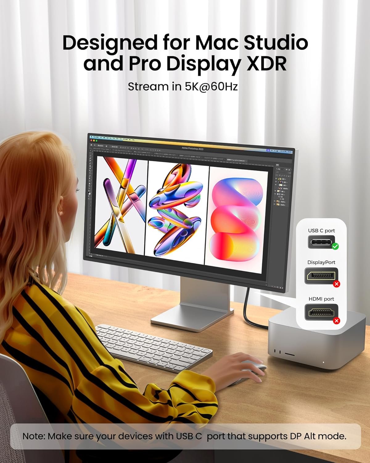 Silkland USB C Monitor Display Cable 3.3FT 4K@144Hz/60Hz, 8K USB C 3.2 Gen 2x2 Video Cable, 20Gbps Data Transfer, 240W PD Charging, Type C Compatible for iPhone 17, MacBook, CarPlay, Portable Monitor - Image 3