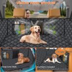 URPOWER Backseat Extender for Dogs - Hard Bottom Dog Car Seat Cover for Back Seat, Dog Hammock for Car and SUV, Pet Rear Seat Protector Dogs Travel Bed with Mesh Window & Side Flaps - Image 4