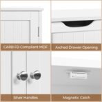 Yaheetech Wooden Bathroom Floor Cabinet, Side Storage Organizer Cabinet with 4 Drawers & Double Doors, Freestanding Entryway Storage Unit Console Table, Bathroom Furniture Home Decor, White - Image 7
