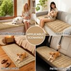 hyha Couch Covers for Dogs Washable, Non Slip Plush Dog Sofa Protectors, Fuzzy Pet Couch Covers for 3 Cushion Sofa Pet Friendly (Camel, 27.6" x 59") - Image 5
