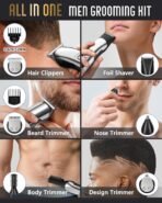 Ufree Beard Trimmer for Men, Waterproof Electric Razor for Nose, Body, Face & Mustache, Cordless Hair Clippers Shavers Grooming Kit, Gifts for Men Husband Father - Image 3