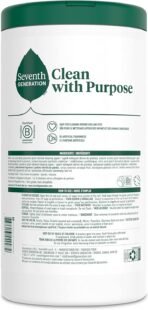Seventh Generation Multi Purpose Wipes All Purpose Cleaning Garden Mint scent with 100% Essential Oils and Botanical Ingredients 70 count, Pack of 3 - Image 3