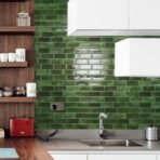 Art3d 10-Sheet Kitchen Backsplash Tiles Peel and Stick, Self Adhesive Wall Tile Sticker for Kitchen Island Bathroom Laundry Room RV Renter 12" x 12" - Jade Green - Image 4