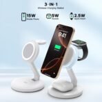 Charging Station for Apple Magnetic Wireless iPhone Mag-Safe Charger,15W 3in1 Foldable Wireless Dock Fast MagSafe Charger Stand for iPhone 17 Pro Max/16 Plus/16 ProMax/15/14/13,Apple Watch,AirPods Pro - Image 4