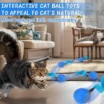 BABORUI Interactive Cat Toy Ball - Automatic Interactive Cat Toys for Indoor Cats with 3 Tails, 2 Speeds Rechargeable Cat Enrichment Toys for Small/Medium/Large Cats to Keep Them Busy(Blue) - Image 3