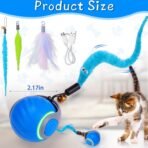 BABORUI Interactive Cat Toy Ball - Automatic Interactive Cat Toys for Indoor Cats with 3 Tails, 2 Speeds Rechargeable Cat Enrichment Toys for Small/Medium/Large Cats to Keep Them Busy(Blue) - Image 6