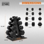 Fitvids Rubber Coated Hex Dumbbell Set with Storage Rack, 100/150/200/550 LB Hand Weight Set with Anti-Slip Grip for Home Gym - Image 3