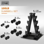 Fitvids Rubber Coated Hex Dumbbell Set with Storage Rack, 100/150/200/550 LB Hand Weight Set with Anti-Slip Grip for Home Gym - Image 4