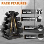 Fitvids Rubber Coated Hex Dumbbell Set with Storage Rack, 100/150/200/550 LB Hand Weight Set with Anti-Slip Grip for Home Gym - Image 5