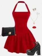 SHENHE Girl's Summer Fit and Flare Dress Halter Wedding Guest Party Flowy Short Dress - Image 5