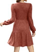 Sampeel Womens Square Neck Long Sleeve Fall Dresses Casual Babydoll Sweater Dress - Image 5