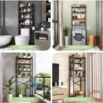 Over-The-Toilet Storage Rack, 4-Tier Bathroom Organizer Shelf Over Toilet with Adjustable Shelf and Basket, Freestanding Space Saver Bathroom Shelves Above Toilet for Room (Vintage Brown) - Image 4