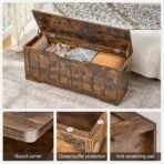 47.2"Storage chest extra large,storage trunk with 2 safety Hinges,Wooden storage bench,Shoe Bench,47.2x15.7x19.1 Inch,Easy Assembly,storage bench for bedroom,living room,entryway,Rustic brown - Image 4