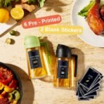 CXINYI - 16oz/470ml Olive Oil Dispenser for Kitchen with Stickers - 2 in 1 Olive Oil Sprayer for Cooking, Air Fryer, and Salad, Black&Green (Light-Proof Kitchen Gadget) - Image 3
