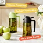 CXINYI - 16oz/470ml Olive Oil Dispenser for Kitchen with Stickers - 2 in 1 Olive Oil Sprayer for Cooking, Air Fryer, and Salad, Black&Green (Light-Proof Kitchen Gadget) - Image 4