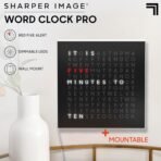 Sharper Image® LED Word Clock Pro with Dimmable Light, 9.45" Modern Design, & Red 5-Minute Alerts| Electronic Accent Wall & Desk Clock| Contemporary Home & Office Decor| Housewarming Gift - Image 3