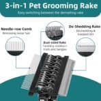 3-IN-1 Pet Grooming Tool - Undercoat Rake, Dematting Comb & Deshedding Brush for Cats & Dogs - Removes Mats, Tangles & Loose Fur, Reduces Shedding & Prevents Hair Mess (Blue) - Image 3